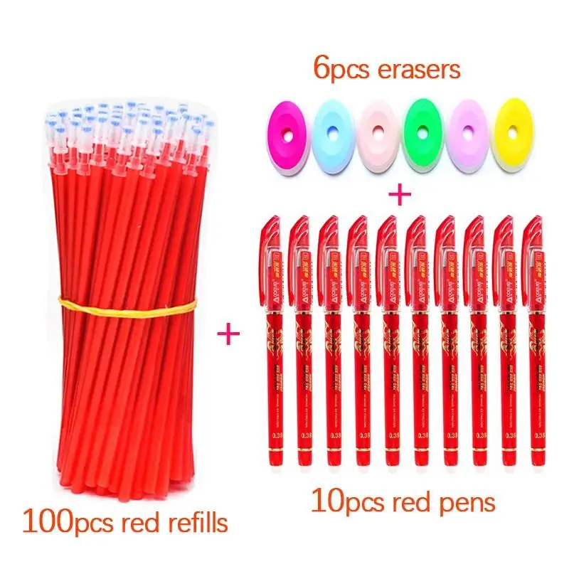 116 Pcs/set Erasable Gel Pen Red Black Blue sketch Writing Stationery for Notebook school supplies pen cute kids pens