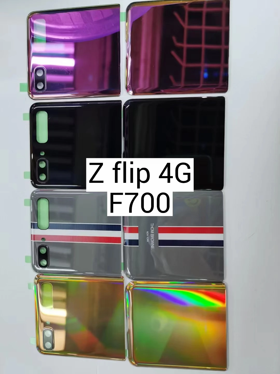 For SAMSUNG Galaxy Z Flip 4G F700 Back Battery Cover Glass Door Rear Housing with Camera bezel + Lens ,Small LCD Screen
