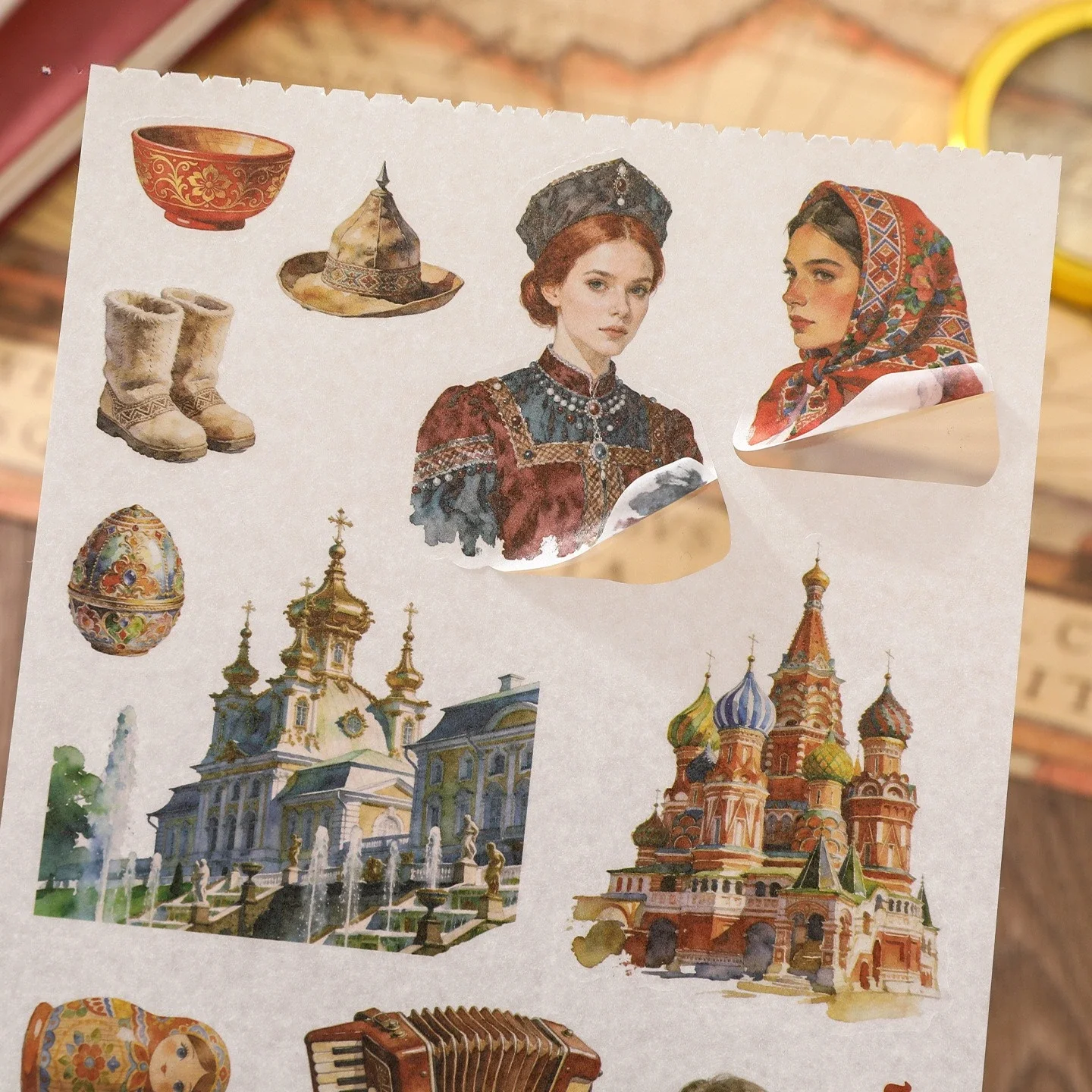 Vintage World Travel Character Landscape Material Collage Scrapbooking Sticker Book Creative DIY Journal Stationery