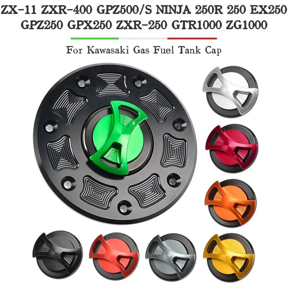 CNC Fuel Tank Cap Cover For Kawasaki ZX-11 ZXR-400 GPZ500 GPZ500S NINJA 250R 250 EX250 GPZ250 GPX250 ZXR-250 GTR1000 ZG1000
