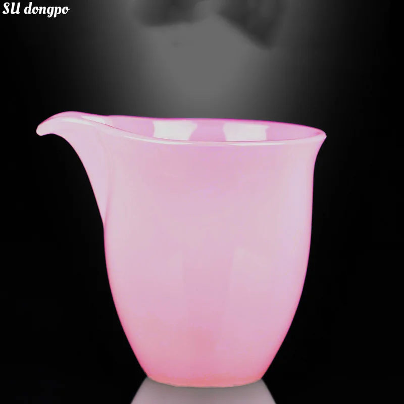 Taza de justo de porcelana de Jade Furong, taza de té Chahai de Harmony, dispensador de té rosa, accesorios de juego de té esmaltado de Jade de cristal