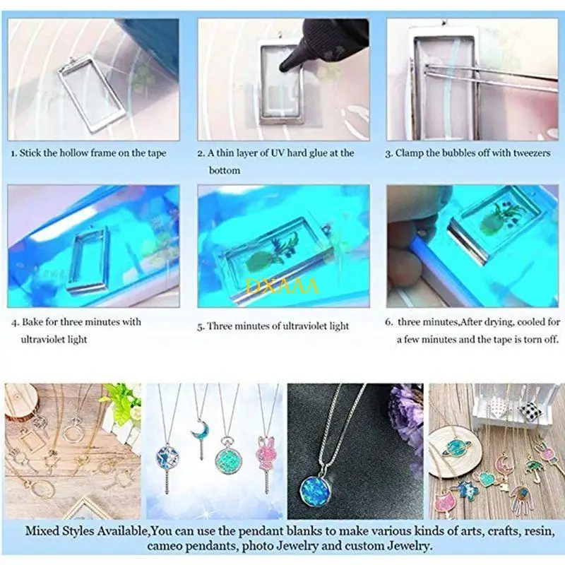 DXAA 10x/Set Gold Honeycomb Pendant Blank UV Resin Frame Open Bezel Setting for Jewelry Making Pressed Flower DIY Arts Crafts