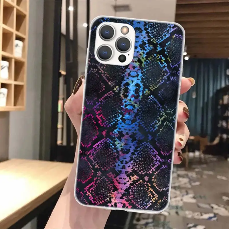 Pink Snake Skin Printing Drawing Soft Phone Case For iPhone 16 15 14 13 12 11 Pro Max X XR XS 7 Plus 8 + SE 2020 Pattern Customi