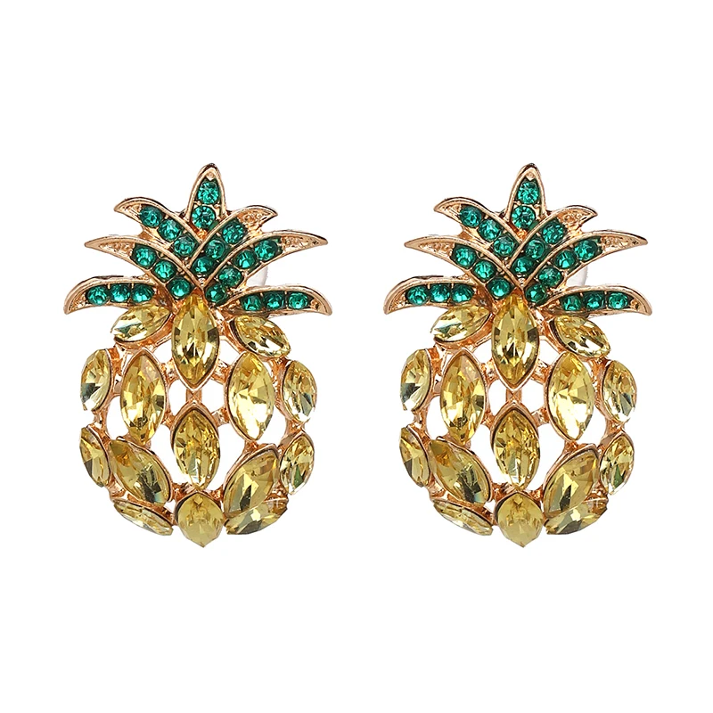 JURAN Pineapple Crystal Fruit Drop Earrings for Women Boho Rhinestone Statement Earring Trendy Jewelry Bijoux 2024 pendientes