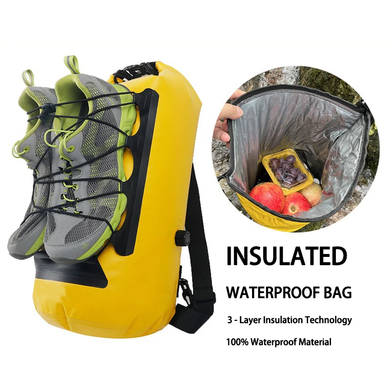 

20L Insulated Waterproof Dry Backpack - IPX6, PET Cotton, Ideal for Swimming & Diving & Picnic Freshness