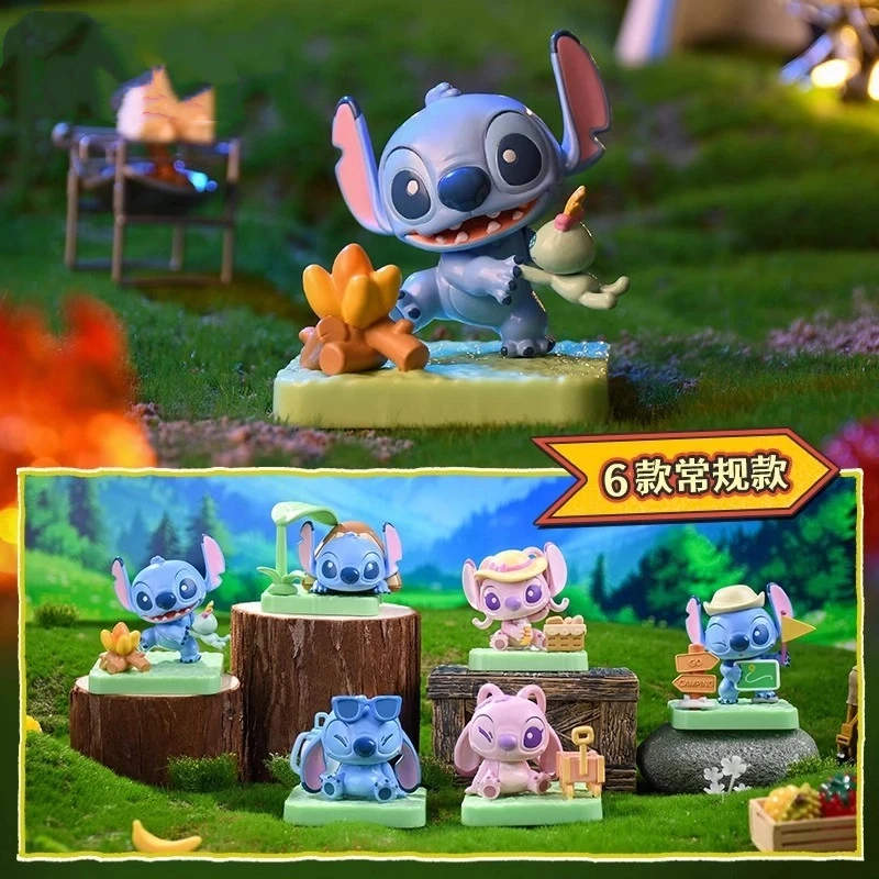 

Подлинная серия Disney Stitch Go Camping, слепая коробка, милая экшн-фигурка, модель куклы, орнамент, игрушка, коробка-сюрприз, подарок на день рождения