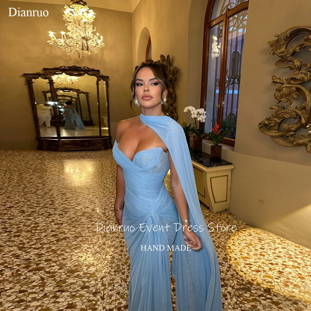 Dianruo ワンショルダーケープドレープイブニングドレス A ライン恋人 Vestidos デ フェスタシフォンプリーツウエディングドレス 2025 カスタマイズ