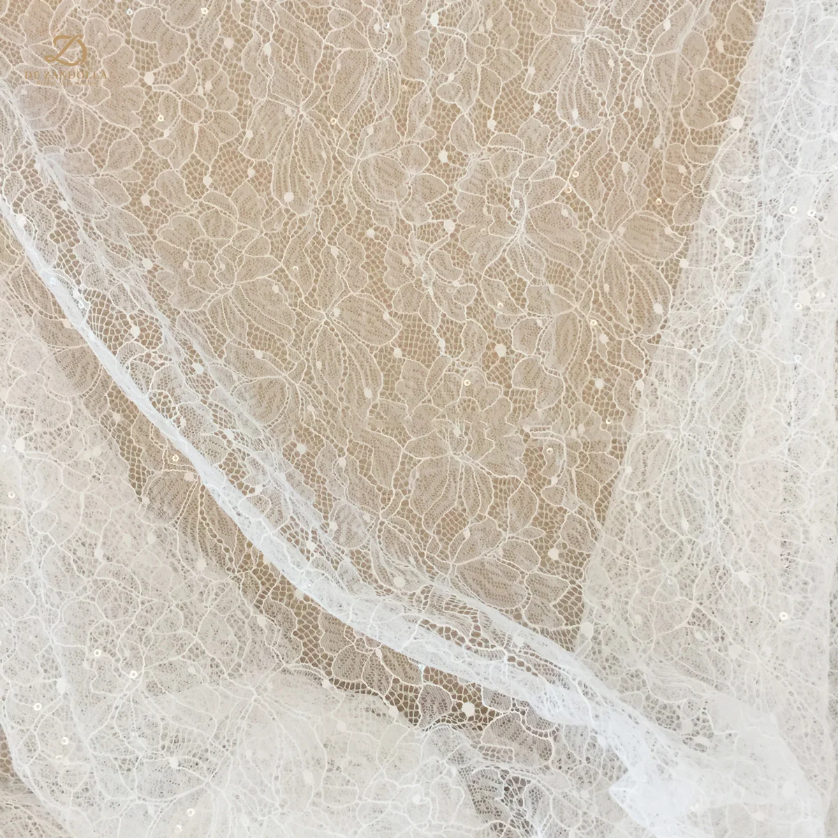 Off-white francese ricamo pizzo da sposa paillettes rigide Tulle tessuto floreale moda matrimonio ciglia pizzo larghezza 150cm 1 Yard