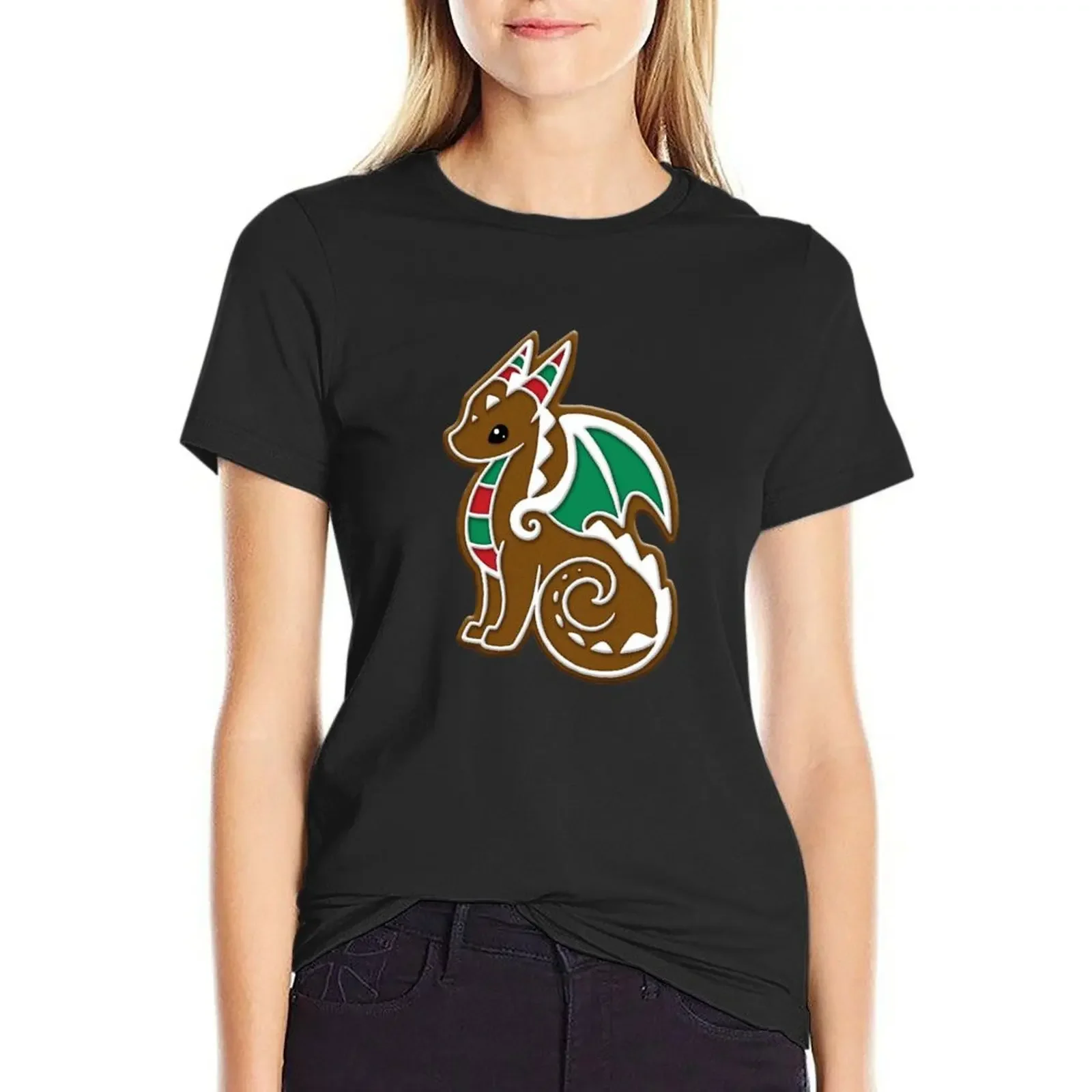 

Gingerbread Dragon T-Shirt aesthetic clothes funny cute clothes t-shirt dress for Women long