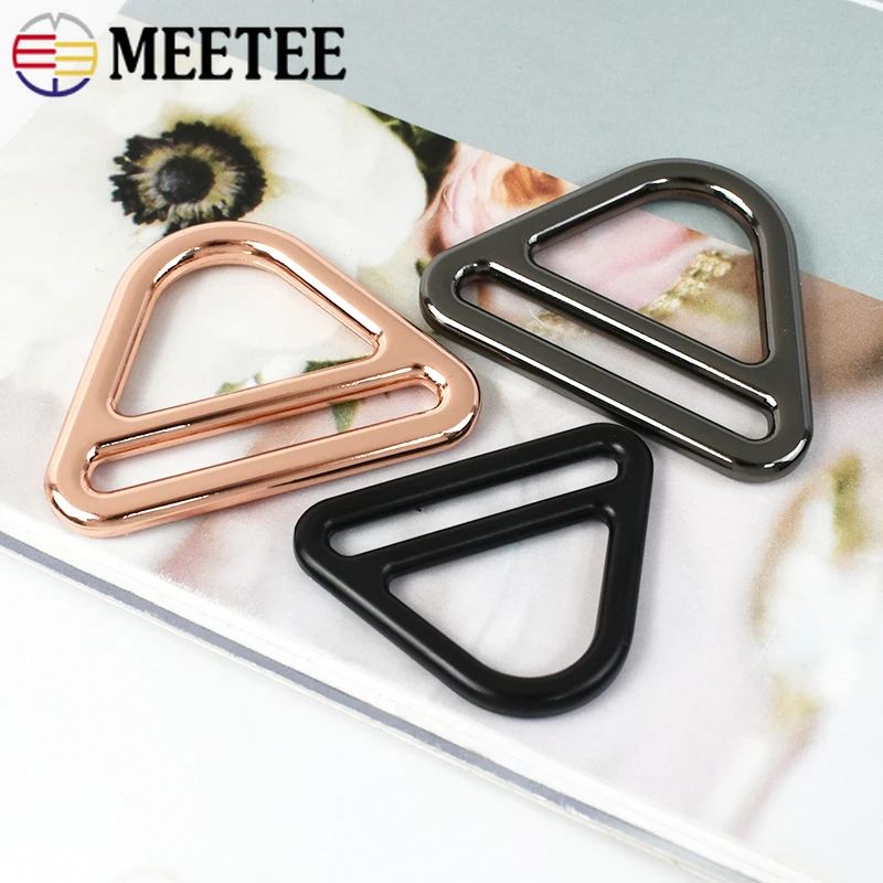 2/5Pcs Meetee 25-50mm Metal Tri-Glide Triangle Buckle Bag Strap Belt Clasp Buckles Webbing Dog Collar Connect Ring Hook Accessor