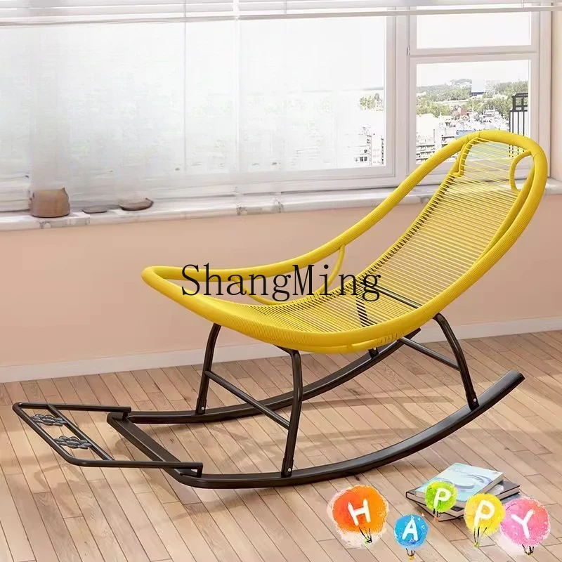 كرسي هزاز من الخيزران CL كرسي قيلولة إبداعي غير رسمي لون الفناء كرسي مجاني للشرفة الخارجية #5