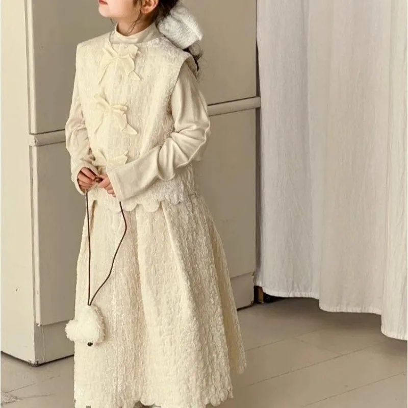 Vest Skirt Set 3-Piece Girls Fashion Clothes Girl Two Girls' Outfits 10 12 Years From 7 8 2025 Korean Autumn Winter Suit Outfit