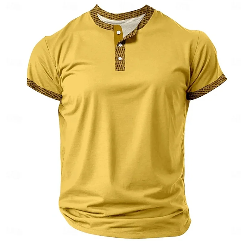 Sommer Herren Pullover Boutique Farbverlauf Bedruckt Atmungsaktiv Knopfleiste Pullover Herrenbekleidung 3D Waffel Kurzarm Mode-Oberteil – Detail 6