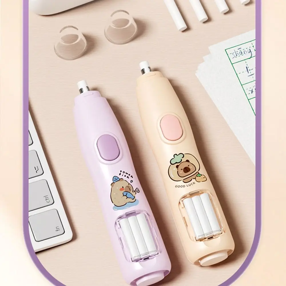 

Cute Cartoon Design Electric Eraser Set Battery Powered with Replaceable Core Automatic Eraser Pencil Eraser Drawing Tools