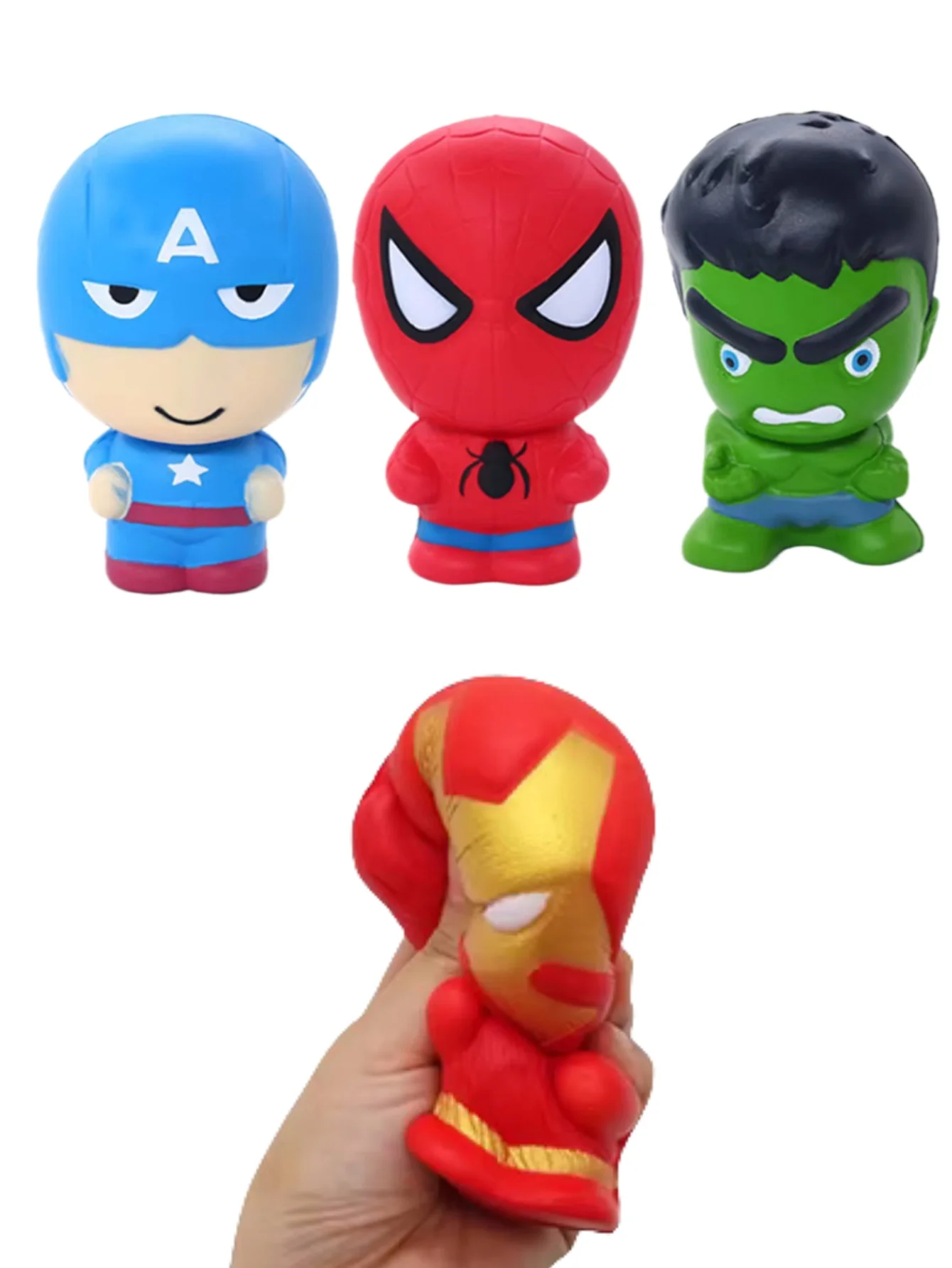 1/4pcs Cartoon Spider-Man Hulkes Iron Man PU Figure kawaii Desktop ornament Figure Festival Party Supplies Party Birthday Gifts