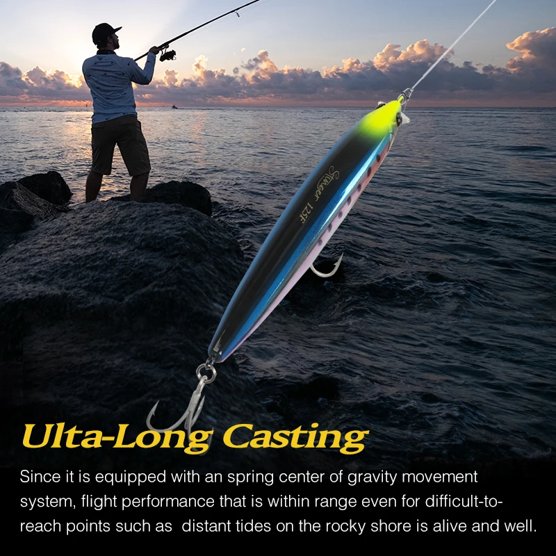 TSURINOYA – appât dur flottant pour le lancer Ultra Long, appât artificiel de haute résistance pour le bar, 125mm, 25g