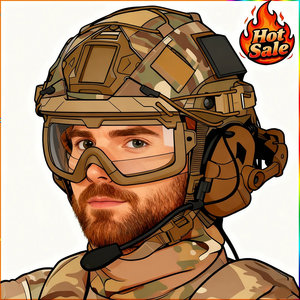 

Tactical Fast Airsoft Helmet with Mask Goggles Noise Cancelling Headset Battery Pouch and Helmet Outdoor CS Paintball Hunting