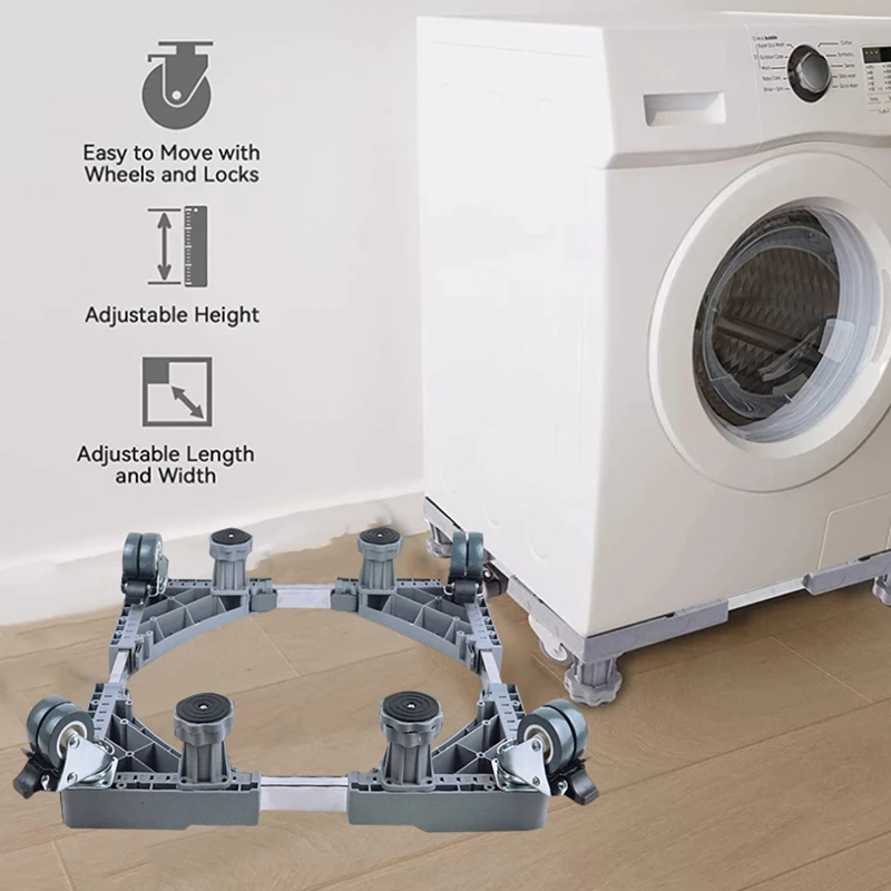 Multi-Function Washing Machine Base Adjustable Refrigerator Raised Base Mobile Roller Bracket Wheel Bathroom Kitchen Accessories