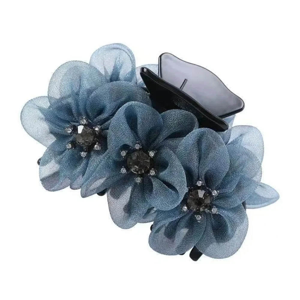 

Fashion Three-Dimensional Flower Grab Clip Hairpin Exquisite Design Rhinestone Fabric Headgear Elegant Vintage Head Clip Women