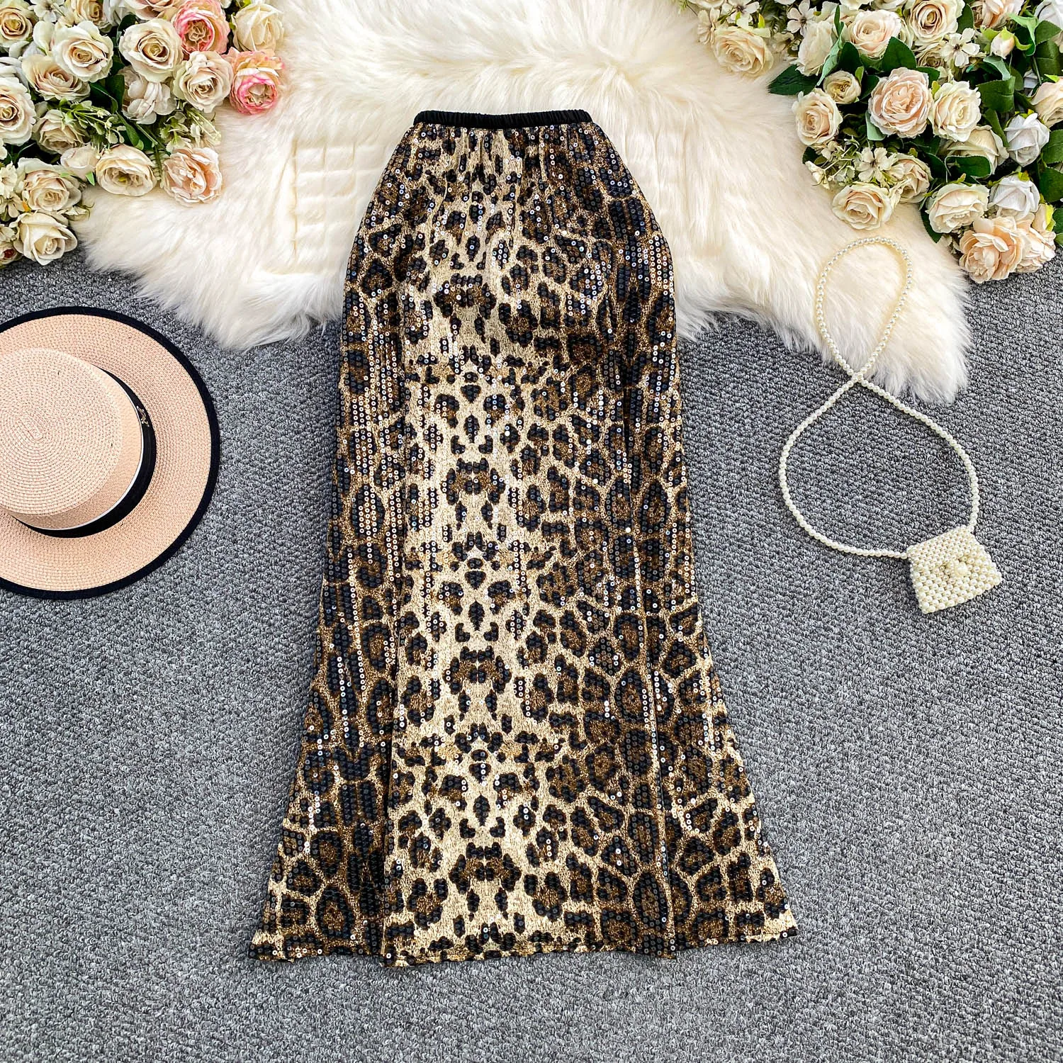 

Women Chic sequin Sexy Skirt Elastic High Waist Korean Fashion mermaid Skirt autumn Clothing