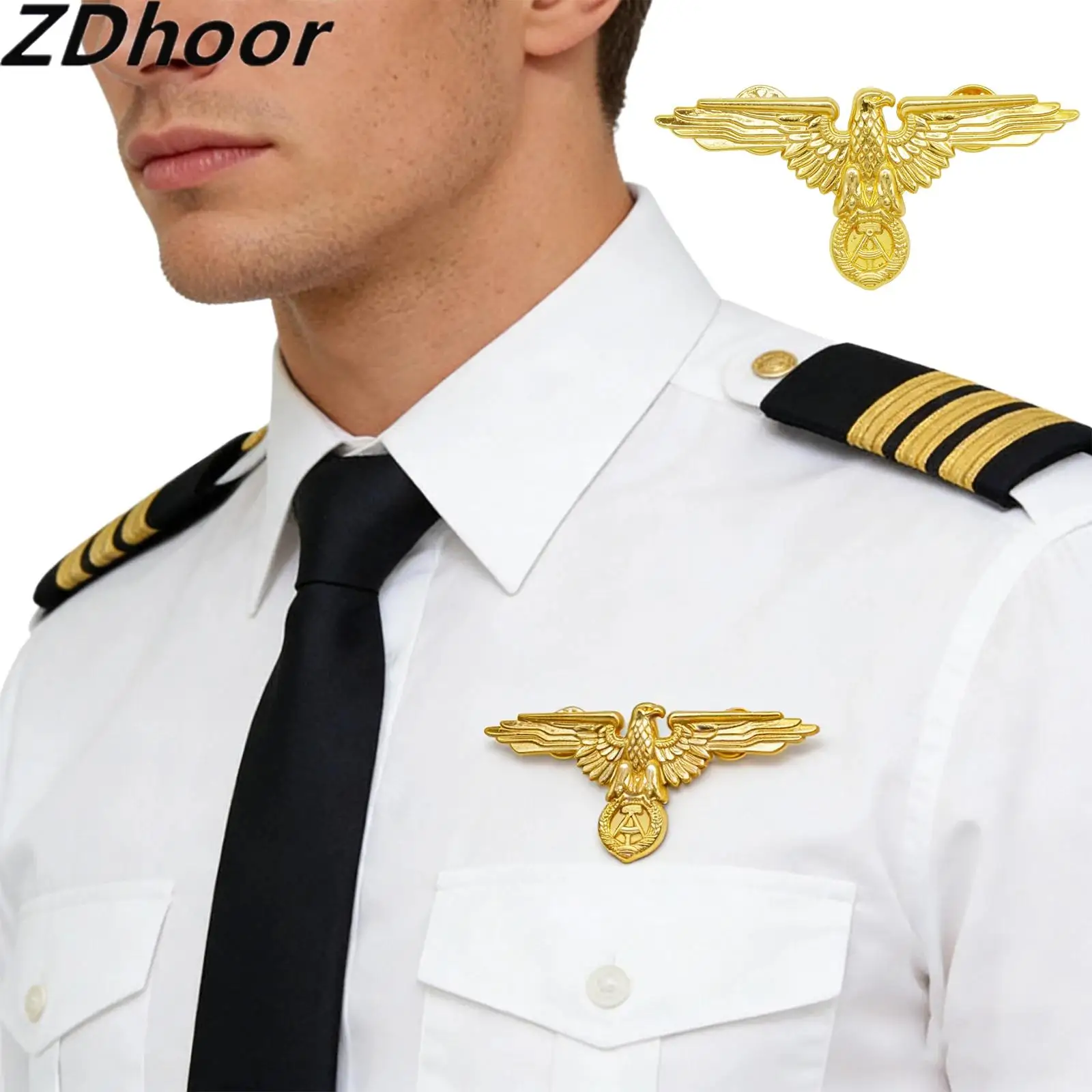 

1Pcs Men Women Eagle Badge Brooch Aviation Attendant Pilot Uniform Decoration for Halloween Cosplay Events