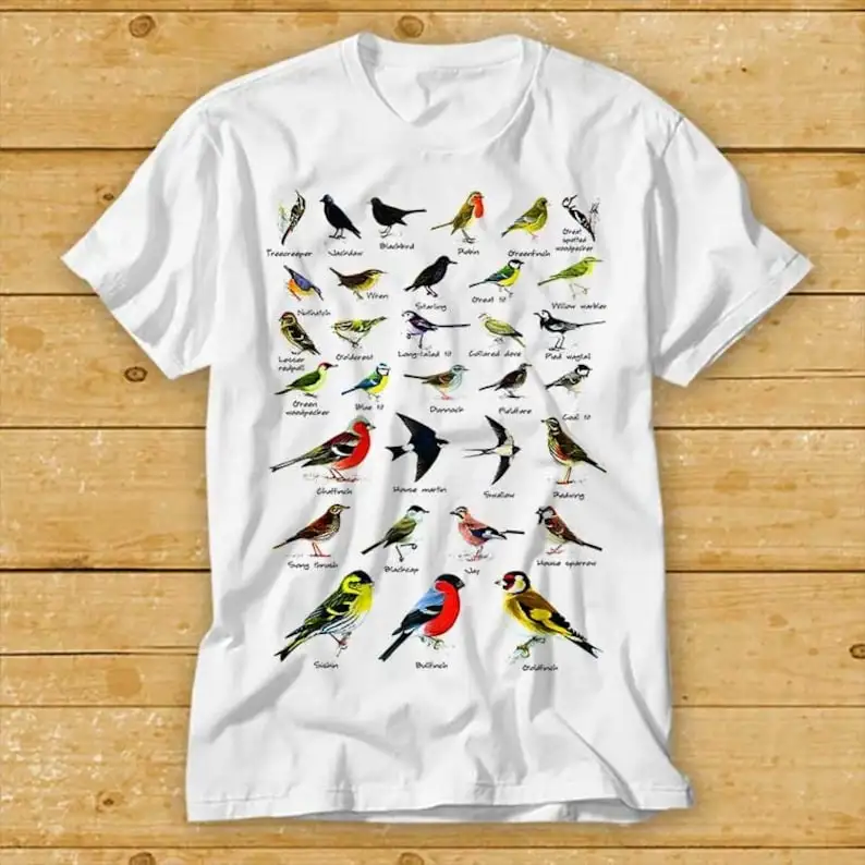 

Garden Birds British European Nature List T Shirt Cult Movie Retro Vintage Music Top Tee 2358