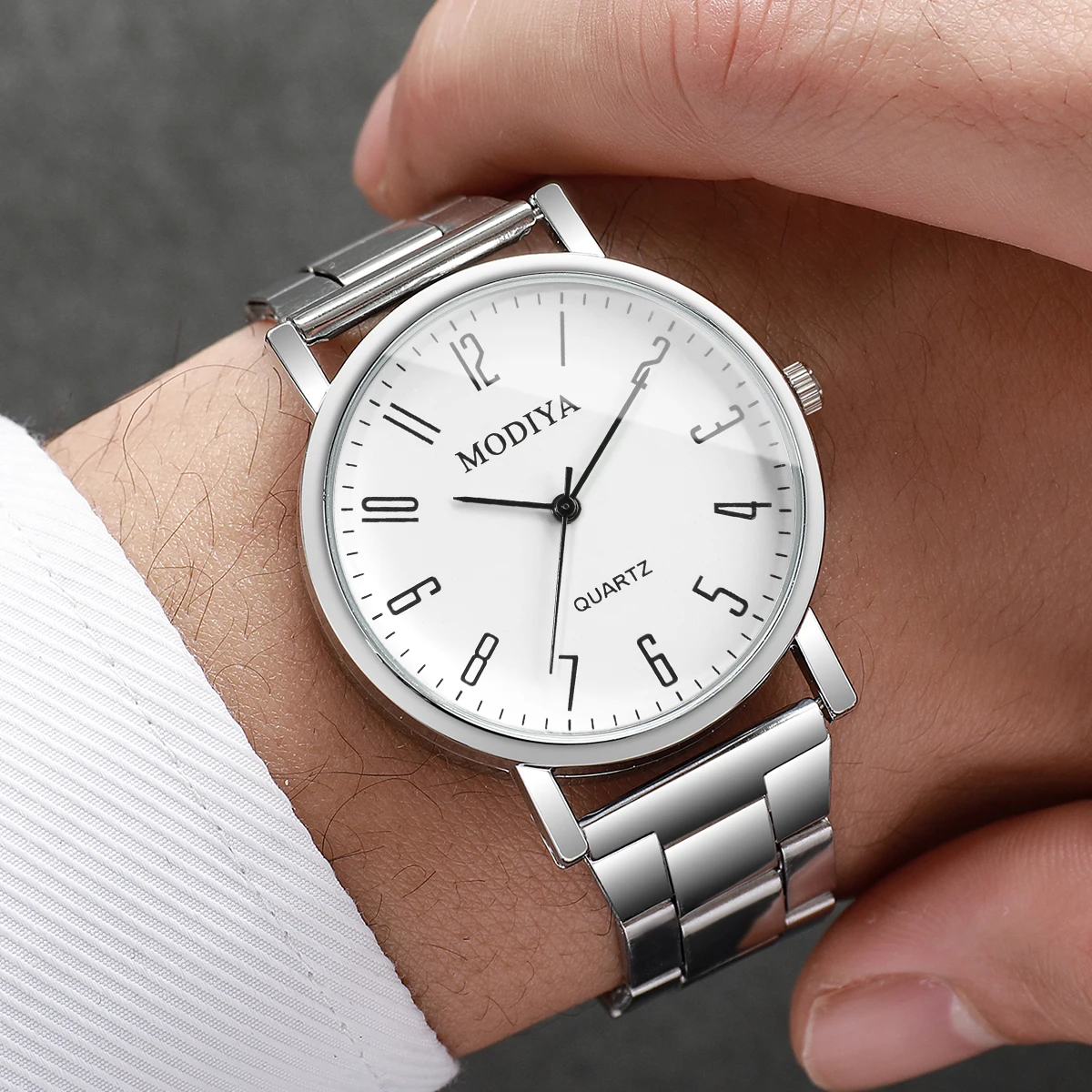 Fashion Men Business Watches Simple Arabic Dial Analog Quartz Wristwatch Reloj Hombre（Without Box） image 3