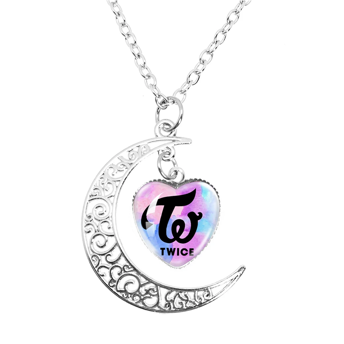 Twice CANDYBONG Z Logo Moon Necklace Gifts Heart Shape Women Fashion Men Charm Jewelry Girls Boy Accessories Party