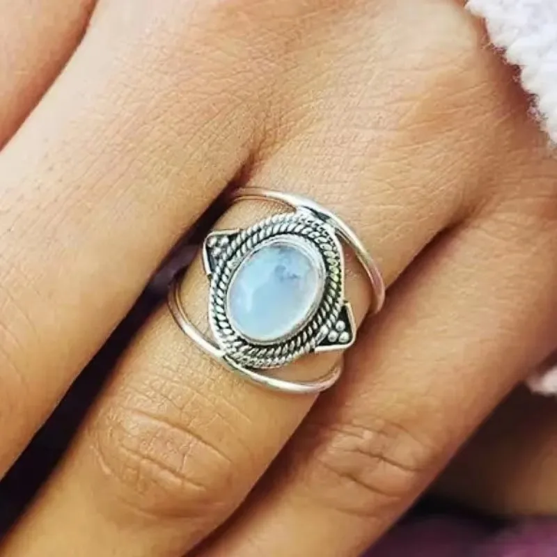 Huitan Antique Imitation Pearl Finger Ring for Women Personality Y2K Accessories Two Tone Metal Rings Vintage Jewelry Party