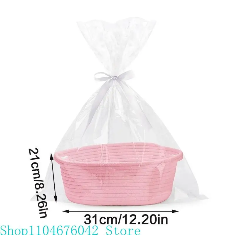 

Spacious Woven Storage Basket With Sturdy Cotton Rope And Elegant Handle Woven Storage Holder For Home Organization