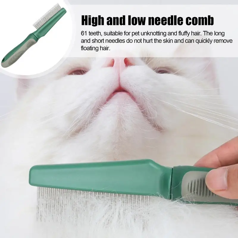 Dog Hair Comb Dematting Detangling Cat Comb Pet Comb Tool With Stainless Steel Teeth For Small Dogs Puppies Knots