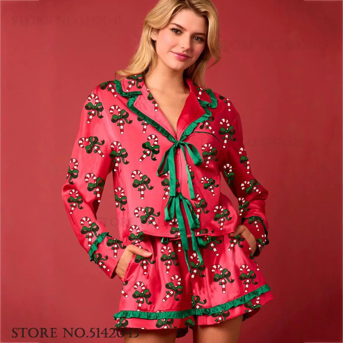 

Рождественские женские пижамы, домашняя одежда, забавные мультяшные шорты для сна, шорты с длинными рукавами, пижамный костюм, милая ночная одежда, свободная одежда для дома