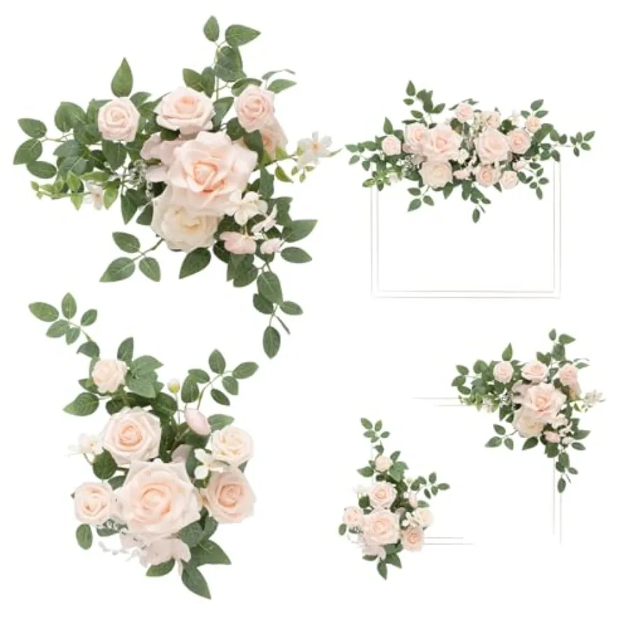 

Wedding floral swag for ceremony reception backdrop, faux blush cream artificial flowers, versatile wall or entryway decor, wea