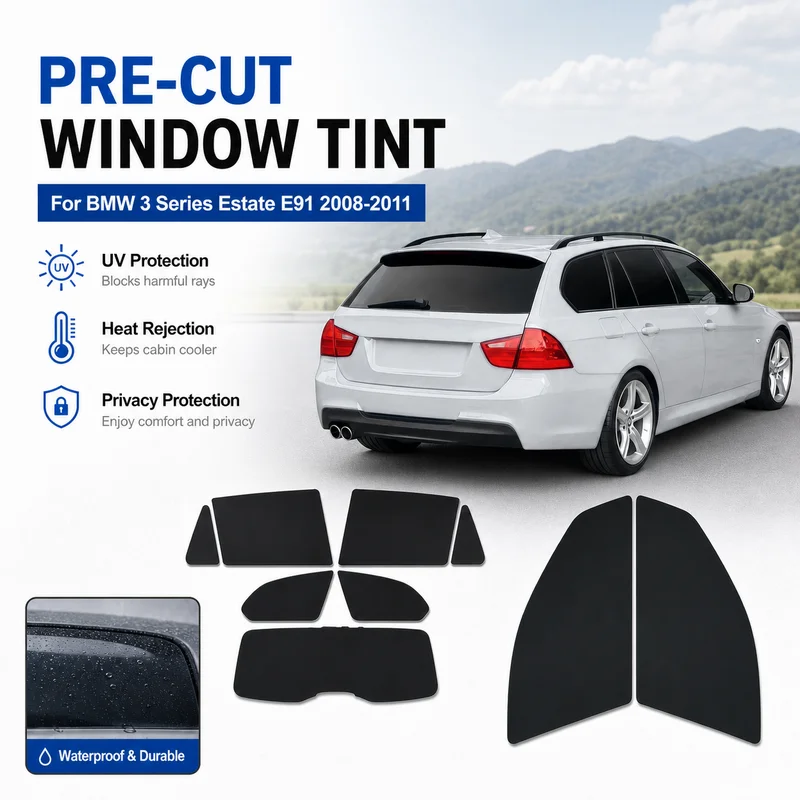 Premium Pre-Cut Window Tint For BMW 3 Series Estate E91 2008-2011 Front & Rear Windows UV Heat Rejection Waterproof Privacy Film
