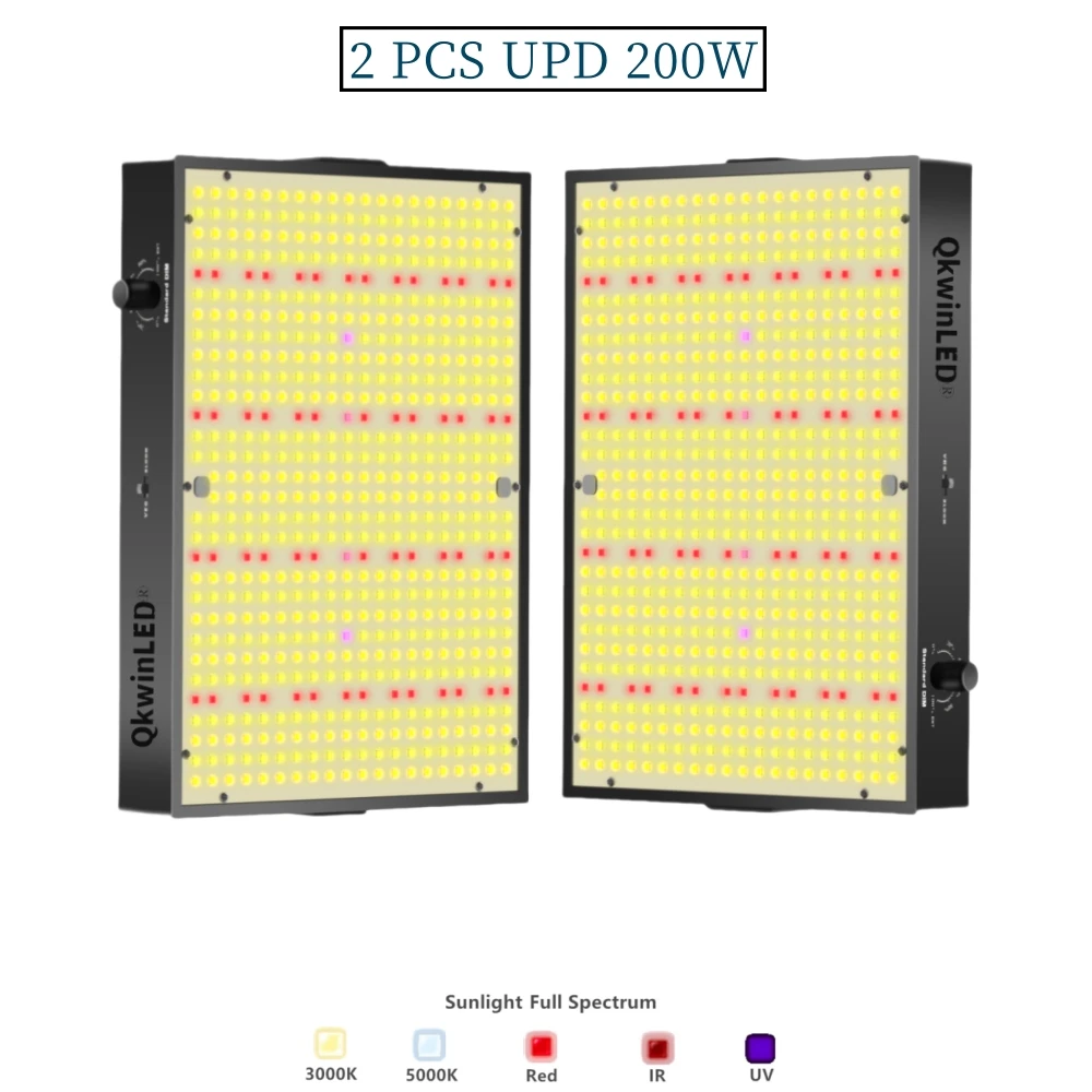 

2pcs 200W Led Grow Lighting QBS 588pcs leds built with 26DB fans full spectrum