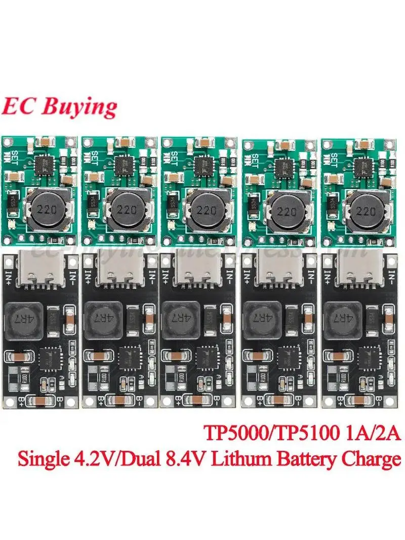 Carte de Module d'alimentation de gestion de Charge TP5100 TP5000, 1 à 20 pièces, 1A 2A 57bA, Charge/pelle unique 4.2V, Double c