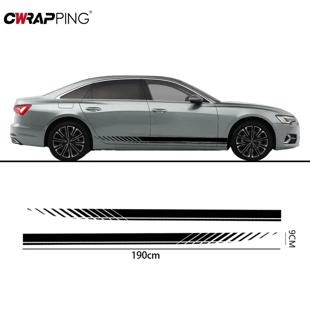 2pcs Both Sides Car Vinyl Wrap Black Car Stickers Race Stripes Vinyl Auto Tuning for BMW Mazda Ford DIY Decal Cars Accessories image 2