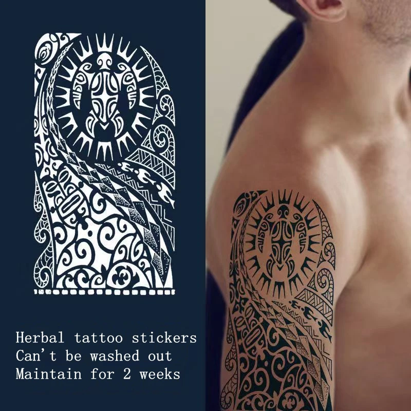 Domineering Totem Waterproof Tattoo Stickers Herbal Juice Non Reflective Faux Tatouage Man Lasting Personality Arm Chest Adesivo