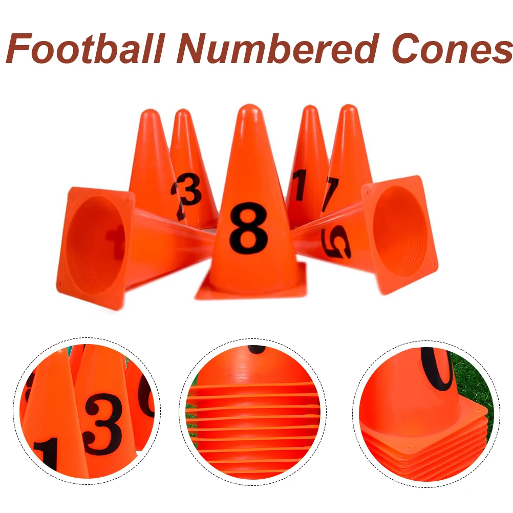 

10 Pcs 9 Inch PE Numbered Cones Football Sport Training Marker Discs for Basketball Soccer Training Outdoor Activity