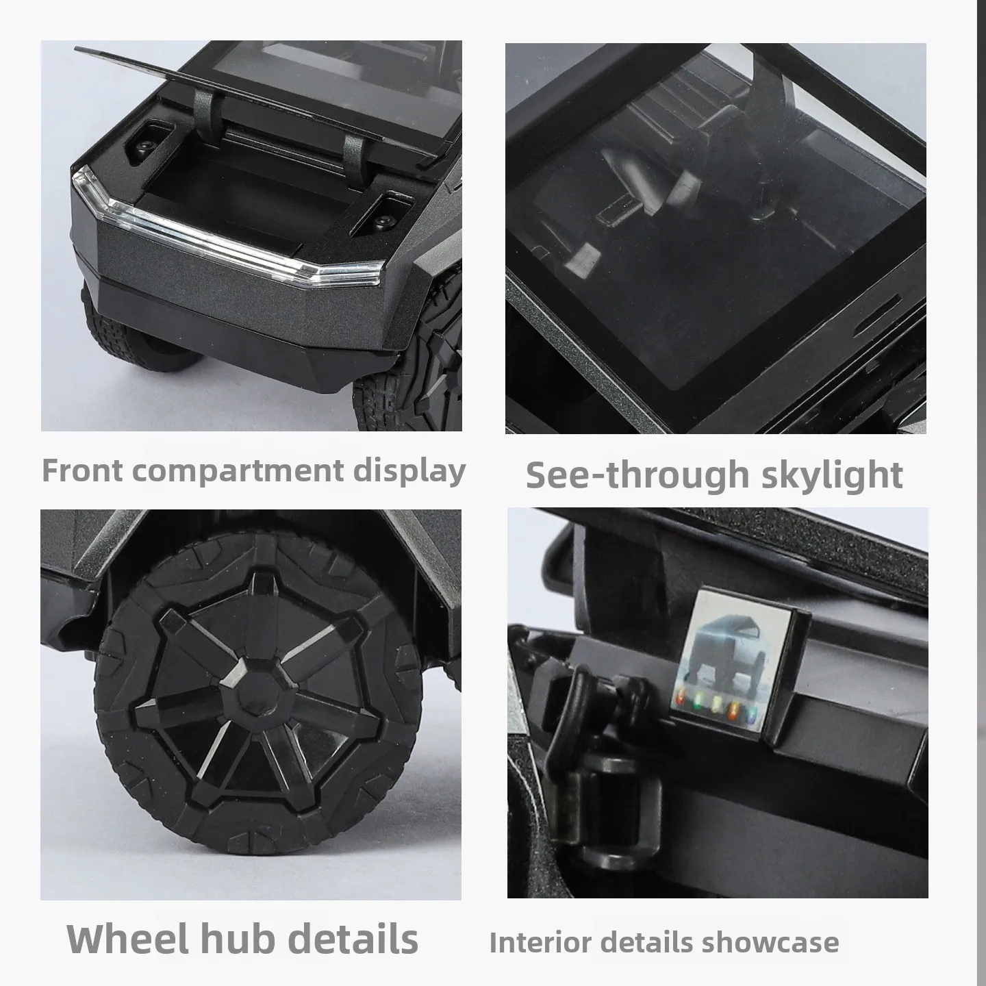 1:24 사이버트럭 픽업 트레일러 RV 금속 합금 장난감 자동차 모델 다이캐스트 오프로드 자동차 소년 어린이 선물 트럭 장식품