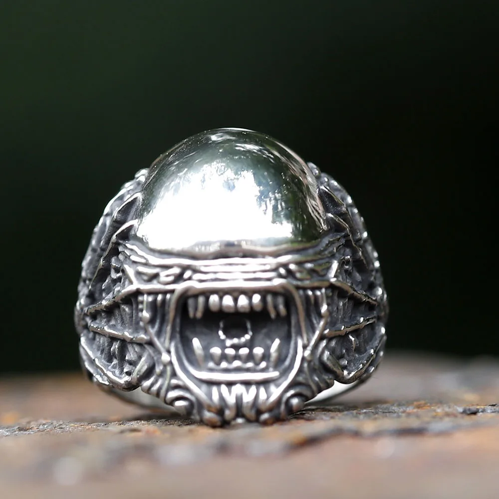 Neue 316l Edelstahl neue Punk-Stil Lokomotive Abstrich übertrieben Schädel Kopf Männer gut poliert Gothic Party Geschenk