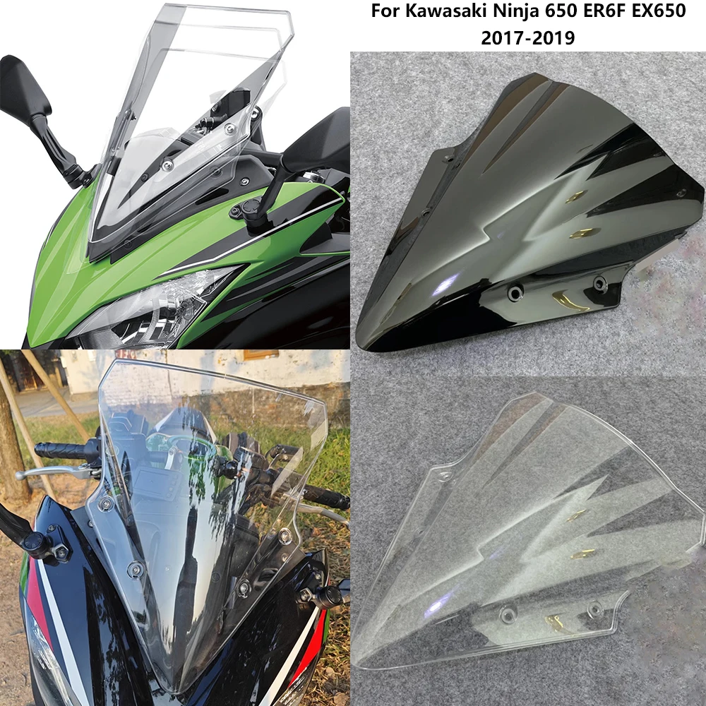 Windshield Windscreen For Kawasaki Ninja 650 ER6F EX650 2017 2018 2019 Motorcycle Accessories Wind Screen Deflectors Parabrisas