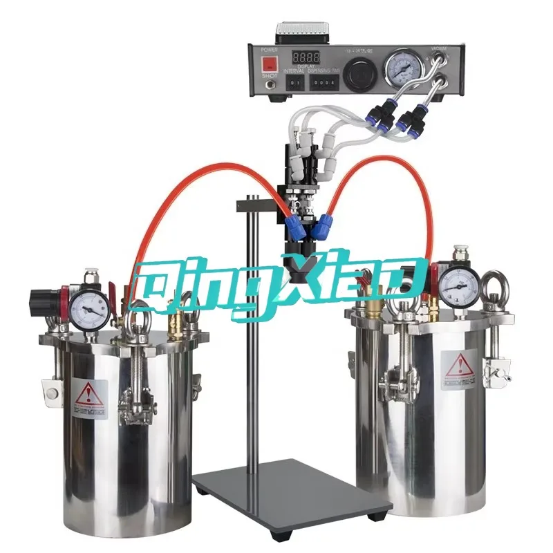 Semi Automatic Mixed Glue Dispensers Doming Distribution Machines Stainless Steel Pressure Tanks Precise Dispensing Performance