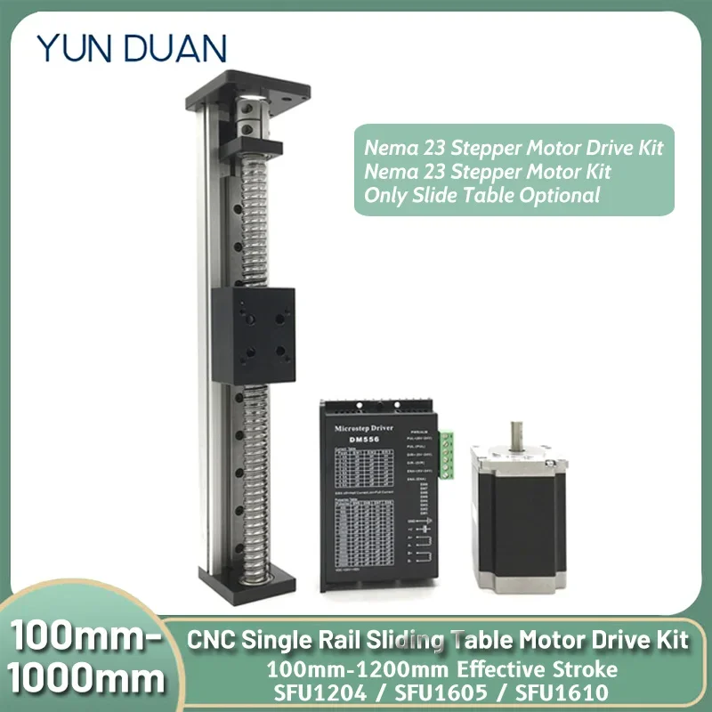 

CNC Sliding Table Motor Kit Single Rail XYZ Axis Linear Guide Stage Ball Screw Motorized Linear Table SFU1204/SFU1605/SFU1610