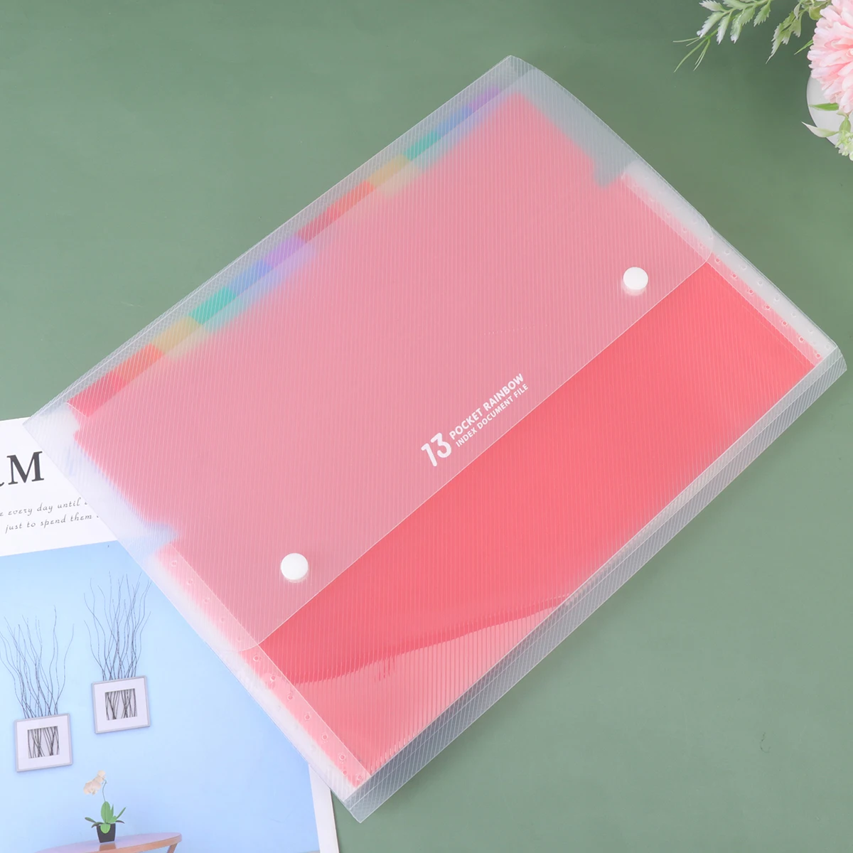 

Classifying File Folder with 2 Snap Fasteners Rainbow Document Folders Expandable File Bag Portable File Organizer (13 Pockets)