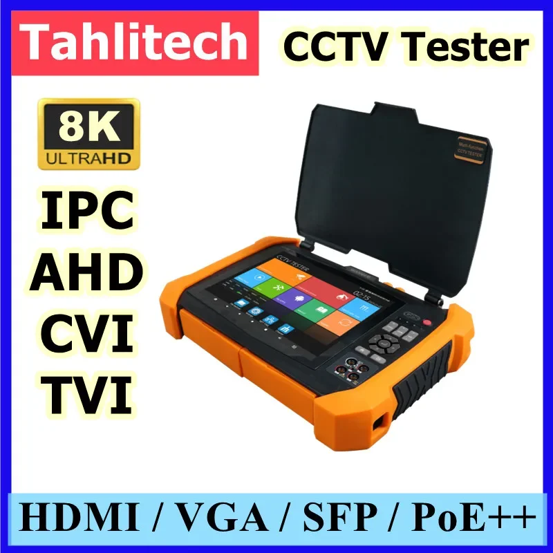 8K CCTV IP Camera Tester with Support for 8MP CVI TVI AHD SDI 8K IP Camera POE++ SPF CCTV Video Monitor