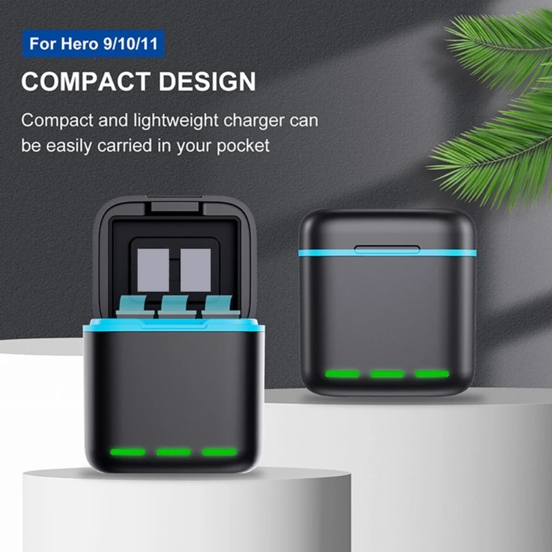 3 Slot Quick Case Charging Compartment for 12/11/10/9 Cameras 3 Batteries with USB C Cable