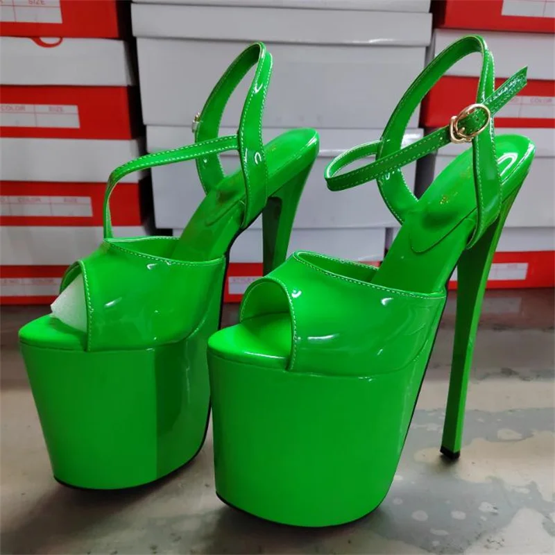 Summer 19cm Metal Thin High Heels Sandals Female Platform Women\'s Dress Shoes Narrow Band Steel Pipe Dance Buckle Stripper Pumps