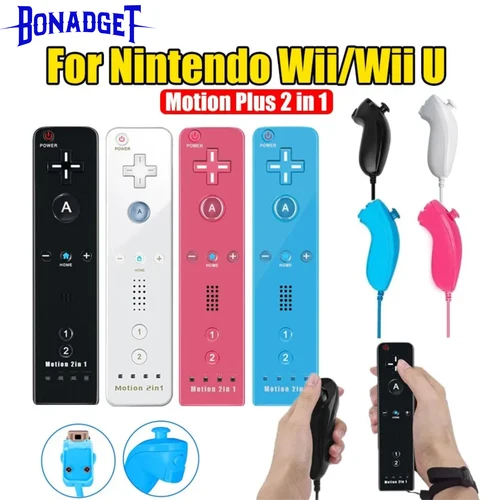 Juego de controlador 2 en 1 para Nintendo Wii con Joystick inalámbrico Motion Plus, mando a distancia con funda de silicona, consola de videojuegos