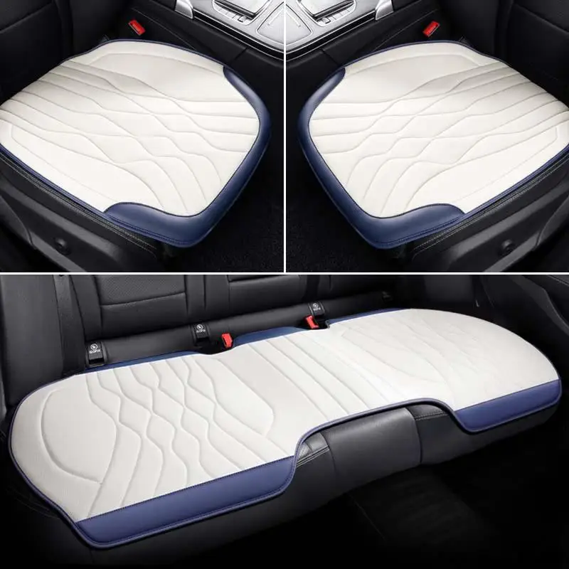 Car Seat Cover Ice Silk + Leather Breathable Non-slip Support Seat Cushion Four Seasons Universal Car Interior Seat Accessories